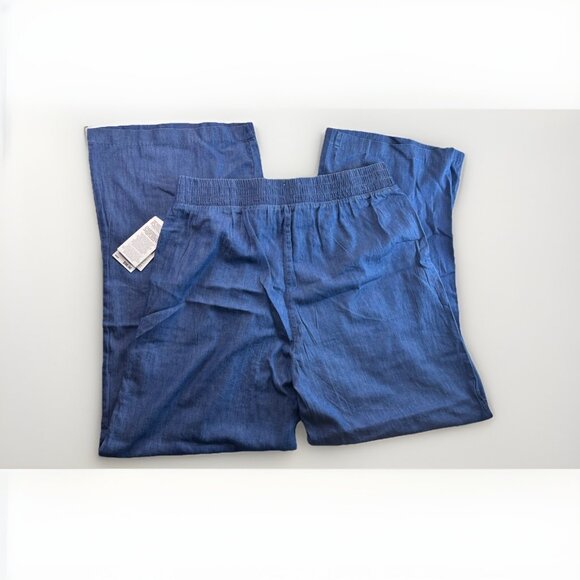 Michael Michael Kors Denim Drawstring Waist & Wide leg Chambray Pants, Sz Med - Picture 2 of 7